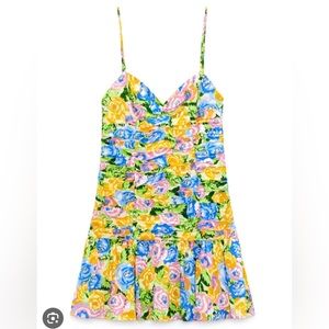 Zara printed dress with draping floral